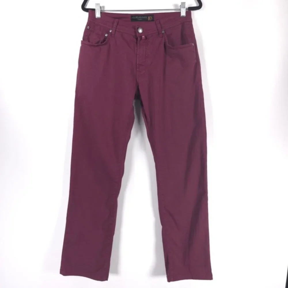 CORNELIANI ID LUXURY DENIM ITALY🇮🇹MADE y5p 7214JT4 00 Pants Burgundy‎ Size 34